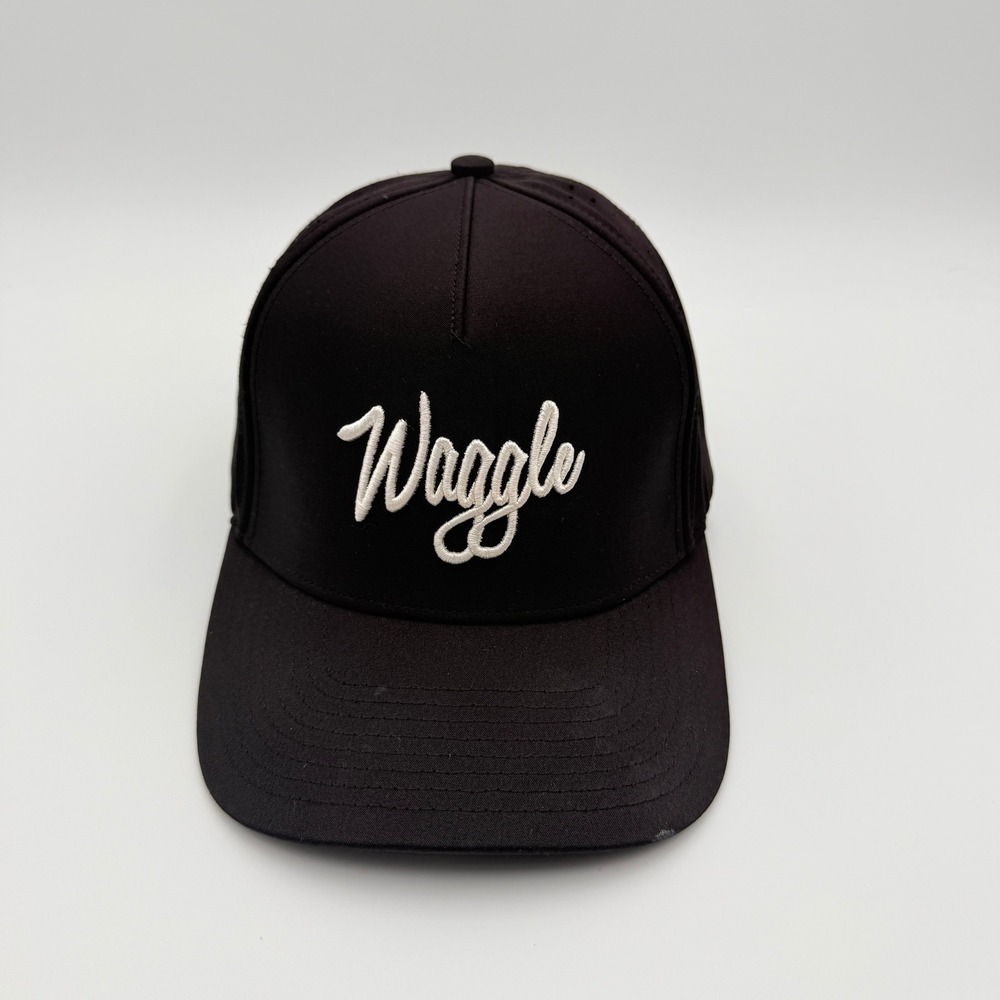 Waggle Golf Hat Men OSFM Black Perforated Snapback Performance Sporty Cap Grunge
